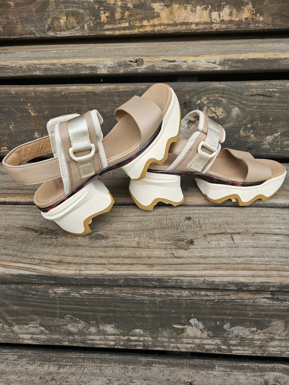 SOREL Kinetic Impact Slingback Platform Heel Sandals Beige Tan Women's Size 6